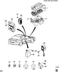 STARTER-GENERATOR-IGNITION-ELECTRICAL-LAMPS Chevrolet Epica (Canada) 2004-2006 V BLOCK/ACCESSORY WIRING JUNCTION