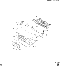 BODY MOLDINGS-SHEET METAL-REAR COMPARTMENT HARDWARE-ROOF HARDWARE Chevrolet Epica (Canada) 2004-2006 V DECK LID