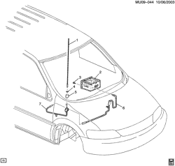BODY MOUNTING-AIR CONDITIONING-AUDIO/ENTERTAINMENT Chevrolet Uplander (2WD) 2007-2009 U1 ANTENNA