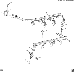 FUEL SYSTEM-EXHAUST-EMISSION SYSTEM Cadillac CTS Sedan 2008-2009 DM69 FUEL INJECTOR RAIL (LP1/2.8T,LY7/3.6-7)