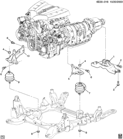 4-ЦИЛИНДРОВЫЙ ДВИГАТЕЛЬ Cadillac SRX 2004-2009 E ENGINE & TRANSMISSION MOUNTING-V6 (LY7/3.6-7, MX5)