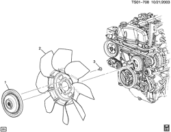 LUBRIFICAÇÃO - ARREFECIMENTO - GRADE DO RADIADOR Hummer H3T - 43 Bodystyle 2008-2010 N1 ENGINE COOLANT FAN & CLUTCH (LLR/3.7E)