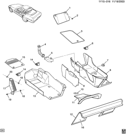 REAR SEAT TRIM-CARPET Chevrolet Corvette 2002-2004 Y07 CARPET/INTERIOR (FRONT FLOOR)