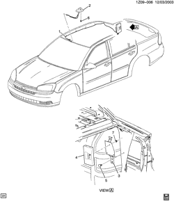 CONJUNTO DA CARROCERIA, CONDICIONADOR DE AR - ÁUDIO/ENTRETENIMENTO Chevrolet Malibu (New Model) 2004-2005 Z69 ANTENNA/DIGITAL AUDIO (U2K)