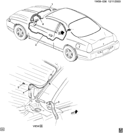 BODY MOUNTING-AIR CONDITIONING-AUDIO/ENTERTAINMENT Chevrolet Monte Carlo 2000-2005 W19-27 ANTENNA (U77)