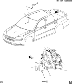 BODY MOUNTING-AIR CONDITIONING-AUDIO/ENTERTAINMENT Chevrolet Malibu (New Model) 2004-2005 Z68 ANTENNA/DIGITAL AUDIO (U2K)