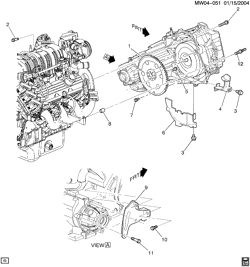 6-CYLINDER ENGINE Buick Century 1997-2000 W69 ENGINE TO TRANSMISSION MOUNTING (L67)