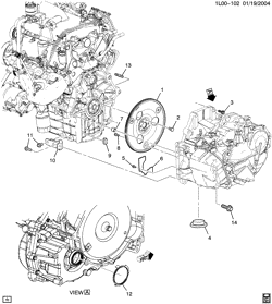 6-ЦИЛИНДРОВЫЙ ДВИГАТЕЛЬ Chevrolet Equinox 2005-2006 L ENGINE TO TRANSMISSION MOUNTING