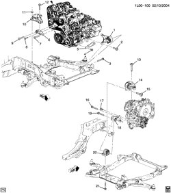 6-ЦИЛИНДРОВЫЙ ДВИГАТЕЛЬ Pontiac Torrent 2006-2009 LG ENGINE & TRANSMISSION MOUNTING (LNJ/3.4F, M45)