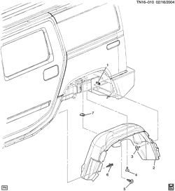 CAB AND BODY PARTS-WIPERS-MIRRORS-DOORS-TRIM-SEAT BELTS Hummer H2 2003-2009 N2 WHEELHOUSE LINER/REAR