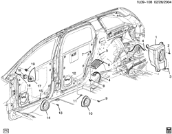 КРЕПЛЕНИЕ КУЗОВА-КОНДИЦИОНЕР-АУДИОСИСТЕМА Chevrolet Equinox 2005-2005 L AUDIO SYSTEM/SPEAKERS & AMPLIFIER(U65)