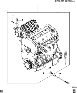 4-ЦИЛИНДРОВЫЙ ДВИГАТЕЛЬ Chevrolet Aveo Hatchback (Canada and US) 2004-2007 T ENGINE ASM-1.6L L4 (COMPLETE) (L91/1.6D)