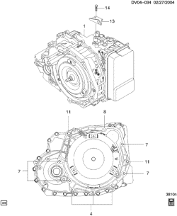 5-SPEED MANUAL TRANSMISSION Chevrolet Epica (Canada) 2004-2006 V TRANSAXLE TO ENGINE/AUTOMATIC TRANSMISSION MOUNTING
