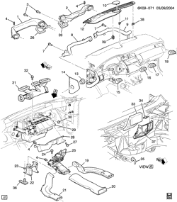 BODY MOUNTING-AIR CONDITIONING-AUDIO/ENTERTAINMENT Cadillac Seville 2000-2003 KE,KF AIR DISTRIBUTION SYSTEM (UV2)