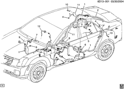 BODY WIRING-ROOF TRIM Cadillac CTS 2003-2007 D69 WIRING HARNESS/BODY