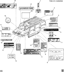 TÔLE AVANT-CHAUFFERETTE-ENTRETIEN DU VÉHICULE Hummer H2 SUV - 06 Bodystyle 2005-2007 N2(06) ÉTIQUETTES