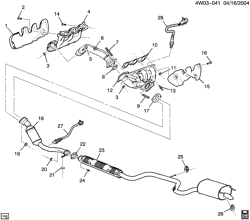 FUEL SYSTEM-EXHAUST-EMISSION SYSTEM Buick LaCrosse/Allure 2005-2009 W19 EXHAUST SYSTEM (L26/3.8-2)