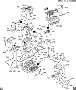 6-CYLINDER ENGINE Chevrolet Impala 2004-2005 W ENGINE ASM-3.8L V6 PART 5 MANIFOLD AND FUEL RELATED PARTS (L67/3.8-1)