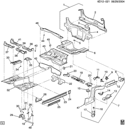 BODY MOLDINGS-SHEET METAL-REAR COMPARTMENT HARDWARE-ROOF HARDWARE Cadillac CTS 2003-2007 D69 SHEET METAL/BODY PART 3-UNDERBODY & REAR END