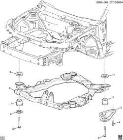 CHÂSSIS - RESSORTS - PARE-CHOCS - AMORTISSEURS Chevrolet Malibu (New Model) 2004-2005 Z CADRE ET SUPPORT (LX9/3.5-8)