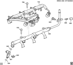 FUEL SYSTEM-EXHAUST-EMISSION SYSTEM Buick LaCrosse/Allure 2005-2008 W19 FUEL INJECTOR RAIL (LY7/3.6-7)