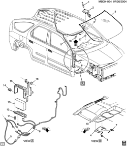 BODY MOUNTING-AIR CONDITIONING-AUDIO/ENTERTAINMENT Buick Rendezvous 2003-2005 B COMMUNICATION SYSTEM ONSTAR(UE1,U2K)