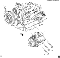КРЕПЛЕНИЕ КУЗОВА-КОНДИЦИОНЕР-АУДИОСИСТЕМА Buick Terraza (AWD) 2005-2006 UX1 A/C COMPRESSOR MOUNTING (LX9/3.5L)