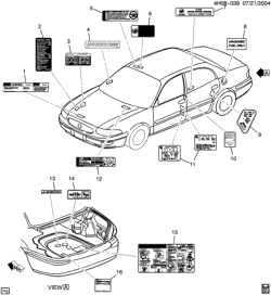 FRONT END SHEET METAL-HEATER-VEHICLE MAINTENANCE Buick Lesabre 2005-2005 H LABELS
