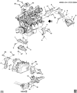 8-CYLINDER ENGINE Buick LaCrosse/Allure 2005-2009 W19 ENGINE & TRANSMISSION MOUNTING (L26/3.8-2)