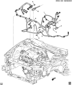 LÂMPADAS-ELÉTRICAS-IGNIÇÃO-GERADOR-MOTOR DE ARRANQUE Buick LaCrosse/Allure 2005-2008 W19 WIRING HARNESS/ENGINE COMPARTMENT (LY7/3.6-7)