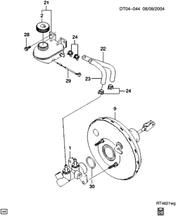 AUTOMATIC TRANSMISSION Chevrolet Aveo Hatchback (NON CANADA AND US) 2004-2007 T BRAKE BOOSTER & MASTER CYLINDER MOUNTING (RHD)