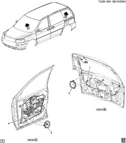 CONJUNTO DA CARROCERIA, CONDICIONADOR DE AR - ÁUDIO/ENTRETENIMENTO Chevrolet Uplander (2WD) 2005-2009 U114 AUDIO SYSTEM/SPEAKERS