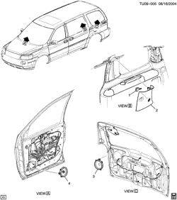 CONJUNTO DA CARROCERIA, CONDICIONADOR DE AR - ÁUDIO/ENTRETENIMENTO Chevrolet Uplander (AWD) 2005-2006 UX122 AUDIO SYSTEM/SPEAKERS