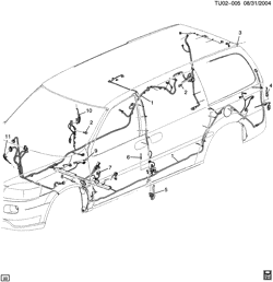 DÉMARREUR - ALTERNATEUR - ALLUMAGE - ÉLECTRIQUE - LAMPES Chevrolet Uplander (AWD) 2005-2006 UX1 FAISCEAU DE FILS/CARROSSERIE