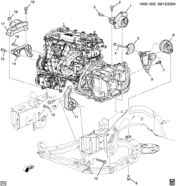 4-CYLINDER ENGINE Chevrolet Cobalt 2006-2008 A ENGINE & TRANSMISSION MOUNTING-L4 (L61/2.2F,LE5/2.4B, AUTOMATIC MN5)