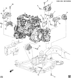 4-CYLINDER ENGINE Chevrolet Cobalt 2008-2010 AP ENGINE & TRANSMISSION MOUNTING-L4 (LNF/2.0X, MANUAL MU3)