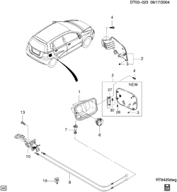 FUEL SYSTEM-EXHAUST-EMISSION SYSTEM Chevrolet Aveo Hatchback (NON CANADA AND US) 2004-2004 T FUEL TANK FILLER DOOR & RELEASE