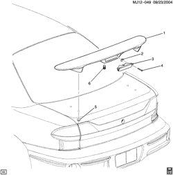 МОЛДИНГИ КУЗОВА-ЛИСТОВОЙ МЕТАЛ-ФУРНИТУРА ЗАДНЕГО ОТСЕКА-ФУРНИТУРА КРЫШИ Chevrolet Cavalier 2004-2004 J SPOILER/REAR COMPARTMENT LID (B2E)