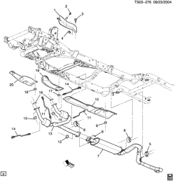 FUEL SYSTEM-EXHAUST-EMISSION SYSTEM Saab 9-7X 2005-2005 T1 EXHAUST SYSTEM (LH6/5.3M)