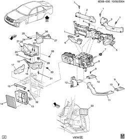 BODY MOUNTING-AIR CONDITIONING-AUDIO/ENTERTAINMENT Cadillac CTS 2003-2003 DG,DM69 AIR DISTRIBUTION SYSTEM