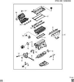 4-CYLINDER ENGINE Chevrolet Aveo Hatchback (NON CANADA AND US) 2004-2007 T ENGINE ASM-1.6L L4 SEALS AND GASKET (L91/1.6D)