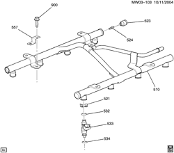 FUEL SYSTEM-EXHAUST-EMISSION SYSTEM Chevrolet Monte Carlo 2006-2007 W FUEL INJECTOR RAIL (LS4/5.3C)