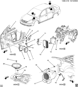 КРЕПЛЕНИЕ КУЗОВА-КОНДИЦИОНЕР-АУДИОСИСТЕМА Chevrolet Cobalt 2005-2010 A AUDIO SYSTEM/SPEAKERS & AMPLIFIER(UQ3)