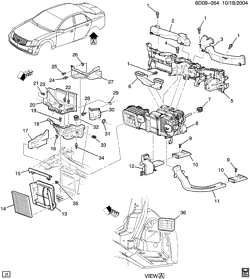 BODY MOUNTING-AIR CONDITIONING-AUDIO/ENTERTAINMENT Cadillac CTS 2004-2007 DM,DN69 AIR DISTRIBUTION SYSTEM
