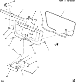 RR BODY STRUCTURE-MOLDINGS & TRIM-CARGO STOWAGE Saab 9-7X 2005-2009 T1 LIFTGATE HARDWARE PART 3