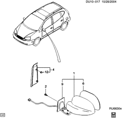 WINDSHIELD-WIPER-MIRRORS-INSTRUMENT PANEL-CONSOLE-DOORS Chevrolet Vivant 2004-2007 U MIRROR/REAR VIEW EXTERIOR