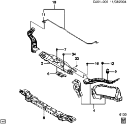COOLING SYSTEM-GRILLE-OIL SYSTEM Chevrolet Optra (Canada) 2004-2007 J RADIATOR SUPPORT ASM