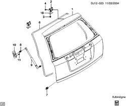 BODY MOLDINGS-SHEET METAL-REAR COMPARTMENT HARDWARE-ROOF HARDWARE Chevrolet Optra (Canada) 2005-2007 J35 LIFTGATE HARDWARE/PANEL,HINGES & STRUT