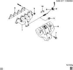 FUEL SYSTEM-EXHAUST-EMISSION SYSTEM Chevrolet Optra 2004-2005 J EXHAUST MANIFOLD ASSEMBLY(L79)