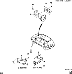 FUEL SYSTEM-EXHAUST-EMISSION SYSTEM Chevrolet Vivant 2004-2007 U EMISSION CONTROLS MOUNTING